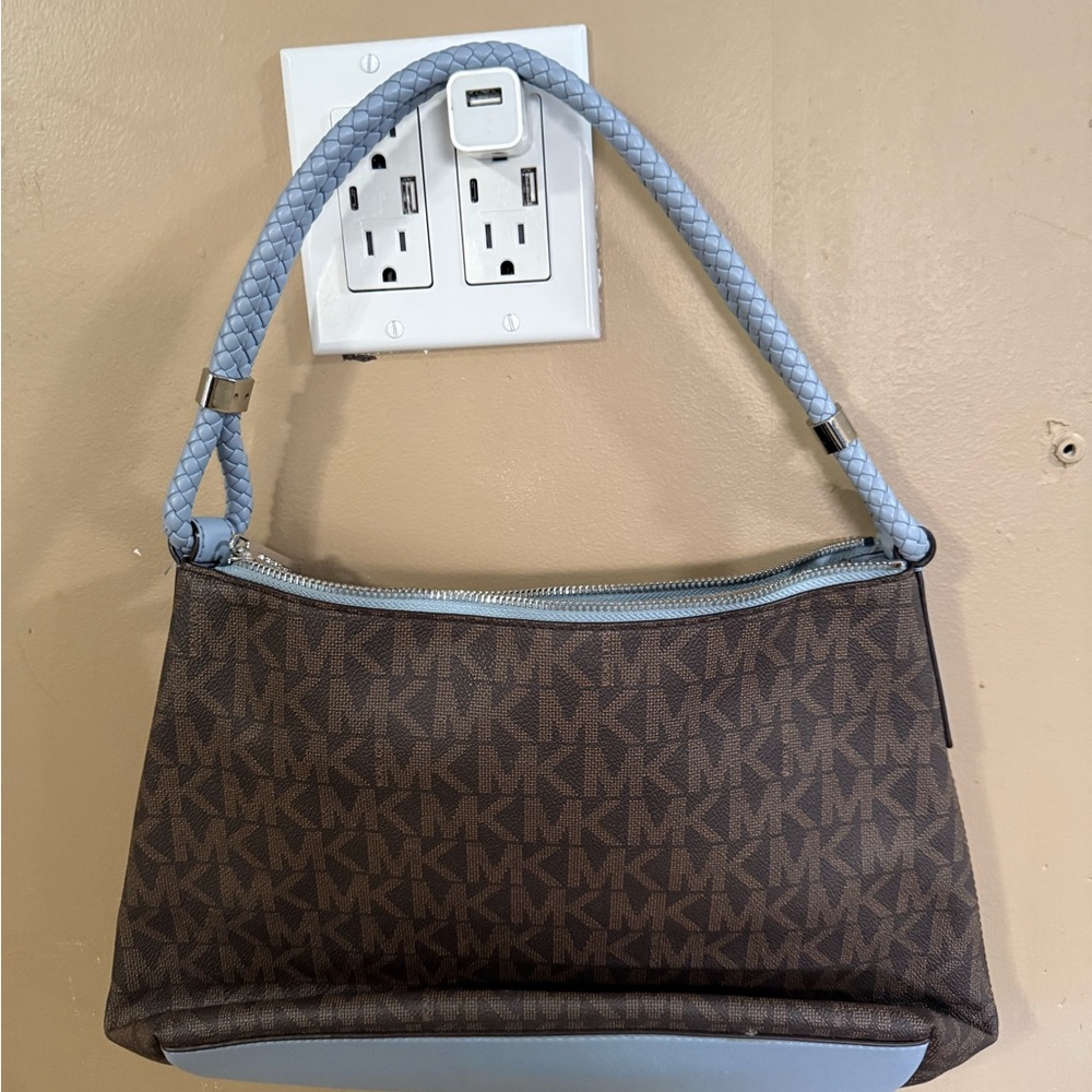 Michael Kors Brown and Light Blue Shoulder Bag #226